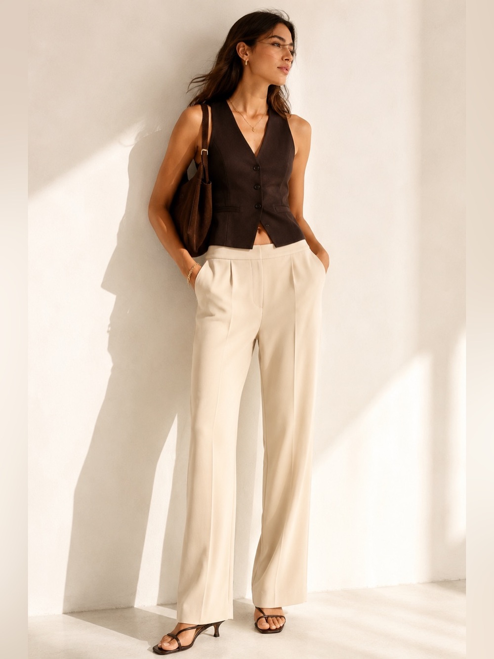 Babaton Atelier Japanese Crepe Pull-On Pants Pockets Quiet Luxury Cream Size 4